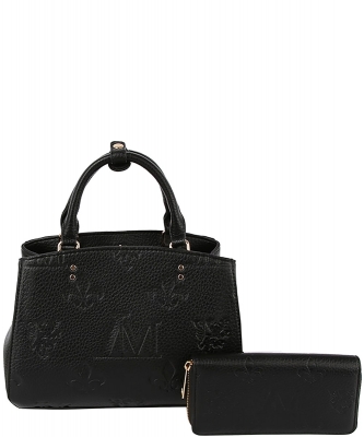 Embossed Monogram 2-in-1 Satchel LMR0031WZ BLACK